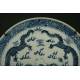 Delicate Chinese Blue and White Porcelain Dish, Mid XIX Century. Hand Decorated