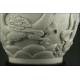 Jarrón Chino de Porcelana Blanca Tallada Realizado por Wang Bing Rong. S. XIX. En Perfecto Estado