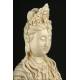 Kwan Yin in Chinese Blanc Porcelain from Ancient China. Qing Period.