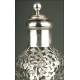 S. XIX. Chinese Bottle Covered in Blown Glass Silver. Contrasted in the Base.