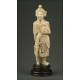 Chinese Figure on Wooden Stand, Circa 1900. Ivory Paste and Hand Decorated.