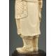 Chinese Figure on Wooden Stand, Circa 1900. Ivory Paste and Hand Decorated.