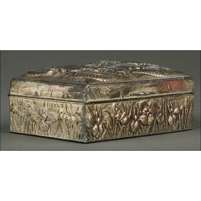 Antique Chinese Silver Plated Metal Box, Circa 1900.