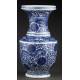 Classic Chinese Blue and White Porcelain Vase, Hand Decorated. Kangxi Brand.