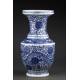 Classic Chinese Blue and White Porcelain Vase, Hand Decorated. Kangxi Brand.