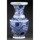 Classic Chinese Blue and White Porcelain Vase, Hand Decorated. Kangxi Brand.