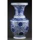 Classic Chinese Blue and White Porcelain Vase, Hand Decorated. Kangxi Brand.