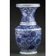 Classic Chinese Blue and White Porcelain Vase, Hand Decorated. Kangxi Brand.