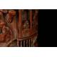 Antiguo Bote Chino Para Pinceles de Bambú Tallado. Siglo XIX. Pieza Artística con Grabados Orientales