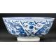 Stylized Chinese Blue and White Porcelain Bowl. Hand Decorated and with Kangxi Mark.