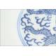 Estilizado Cuenco Chino de Porcelana Blanca y Azul. Decorado a Mano y con Marca de Kangxi