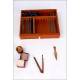 Microscopio Antiguo Cox & Coombes en su Estuche Original de Caoba. Completo. Inglaterra, Circa 1880