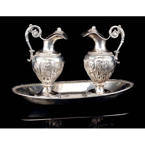 Precious Antique Solid Silver Liturgical Vases. France, 1818-38