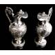 Precious Antique Solid Silver Liturgical Vases. France, 1818-38