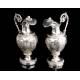 Precious Antique Solid Silver Liturgical Vases. France, 1818-38