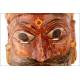 Magnífica Máscara de Madera Antigua Tallada y Policromada a Mano. Sudeste Asiático, Años 30