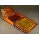 Beautiful Wooden Desk and Metal Appliqués. XIX CENTURY. With its Original Key.