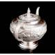 Antique Solid Silver Coffee Pot, Hand Decorated and Contrasted. Early 20th Century