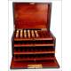 Antique Cigar Humidor with Marquetry Decoration. France, Circa 1870