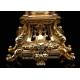 Elegant Pair of Antique Bronze Candlesticks. France, XIX Century