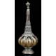 Antique Pewter and Blown Glass Liquor Bottle. Central Europe, XIX Century