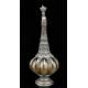 Antique Pewter and Blown Glass Liquor Bottle. Central Europe, XIX Century