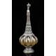 Antique Pewter and Blown Glass Liquor Bottle. Central Europe, XIX Century