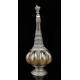 Antique Pewter and Blown Glass Liquor Bottle. Central Europe, XIX Century