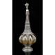 Antique Pewter and Blown Glass Liquor Bottle. Central Europe, XIX Century