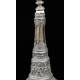 Antique Pewter and Blown Glass Liquor Bottle. Central Europe, XIX Century