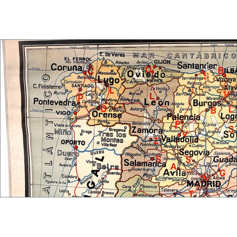 mapa escolar físico y político españa y portuga - Comprar Mapas  contemporâneos no todocoleccion