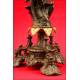 Pair of Decorative Patinated Calamine and Bronze Candlesticks. 1880-1900.