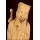Figura China Realizada en Marfil en el Siglo XIX. Representa a el Inmortal Lü Donbing, un Personaje Mitológico