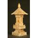 Chinese Carved Ivory Pagoda. XIX Century. Contains a Buddha behind the Upper Doors.