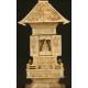 Chinese Carved Ivory Pagoda. XIX Century. Contains a Buddha behind the Upper Doors.