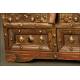 Solid Wood Studded Cash Chest. XIX Century.