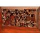 Chinese Jewelry Box in Carved Wood with Costumbrist Scenes, XIX Century. Restored.