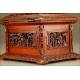 Chinese Jewelry Box in Carved Wood with Costumbrist Scenes, XIX Century. Restored.