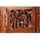 Chinese Jewelry Box in Carved Wood with Costumbrist Scenes, XIX Century. Restored.