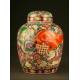 Impressive Chinese Porcelain Vase. Hand Engraved and Painted Lions. S. XIX