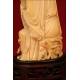 Delicada Figura China de Marfil del Dios Zhongli Quan. Circa 1920