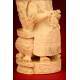 Chinese Emperor in Ivory. Profusely Hand Carved. XIX Century.