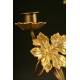 Pair of Gilded Brass Candlesticks. 1900. Handmade with Floral Motifs.