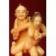 Antiguo Netsuke Erótico Japonés, Tallado a Mano en Marfil. Firmado